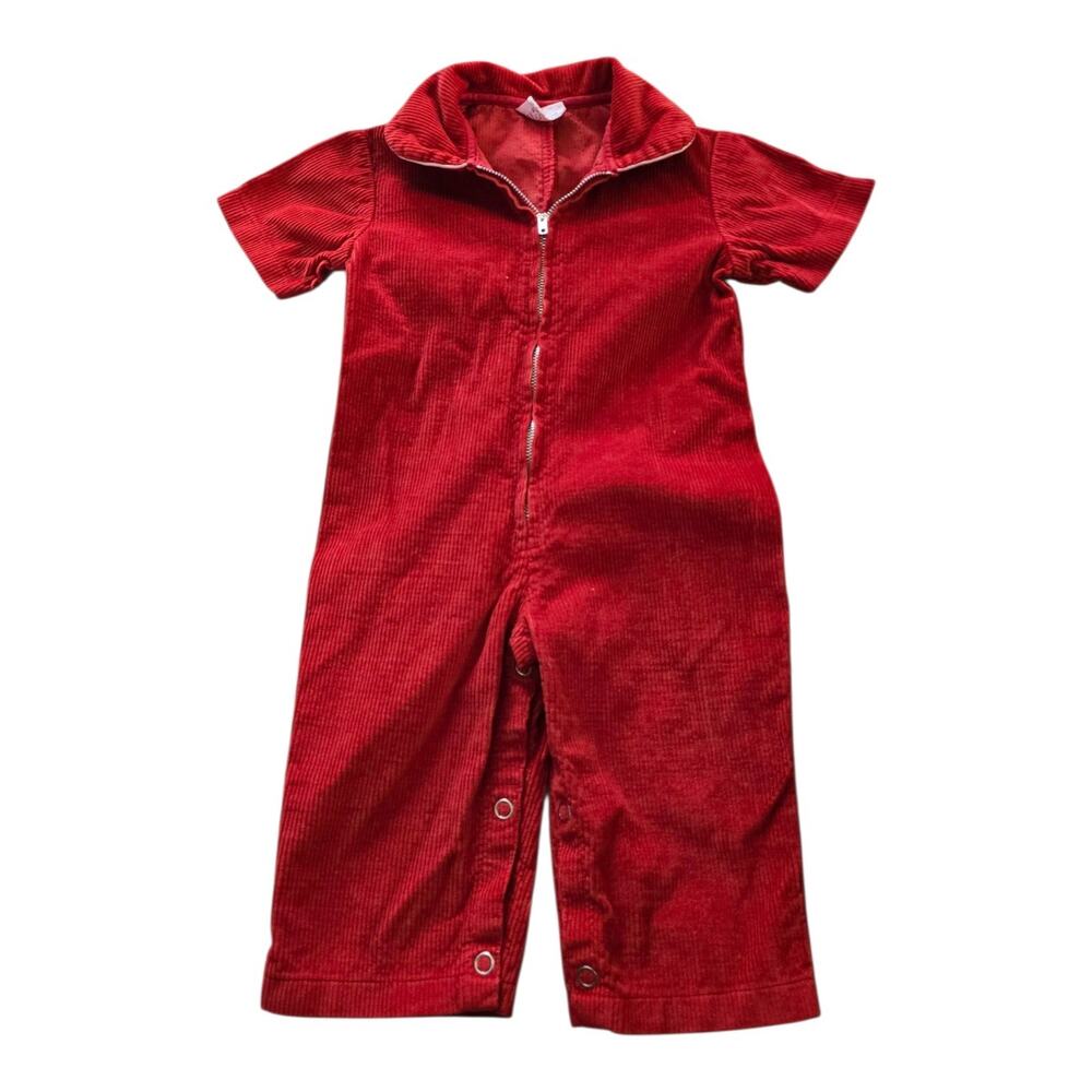 Vintage little ones Red Orange corduroy jumper baby SZ 12 months 100% cotton